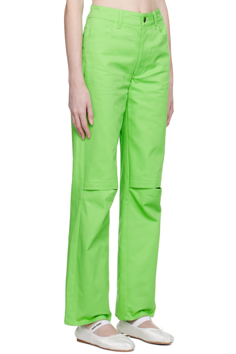 Relaxed-fit cotton twill trousers. 

· Belt loops
· Five-pocket styling
· Zip-fly
· Cut out at knees

Supplier color: Key lime