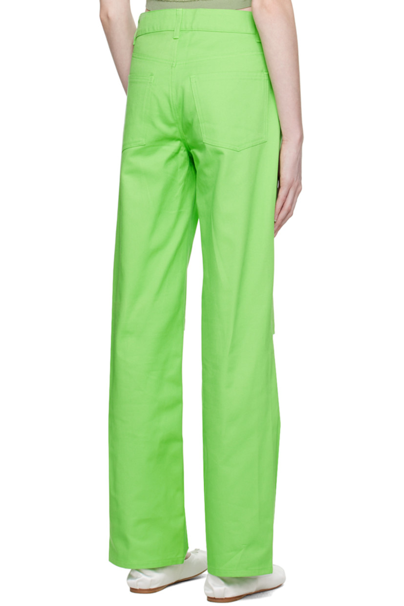 Relaxed-fit cotton twill trousers. 

· Belt loops
· Five-pocket styling
· Zip-fly
· Cut out at knees

Supplier color: Key lime