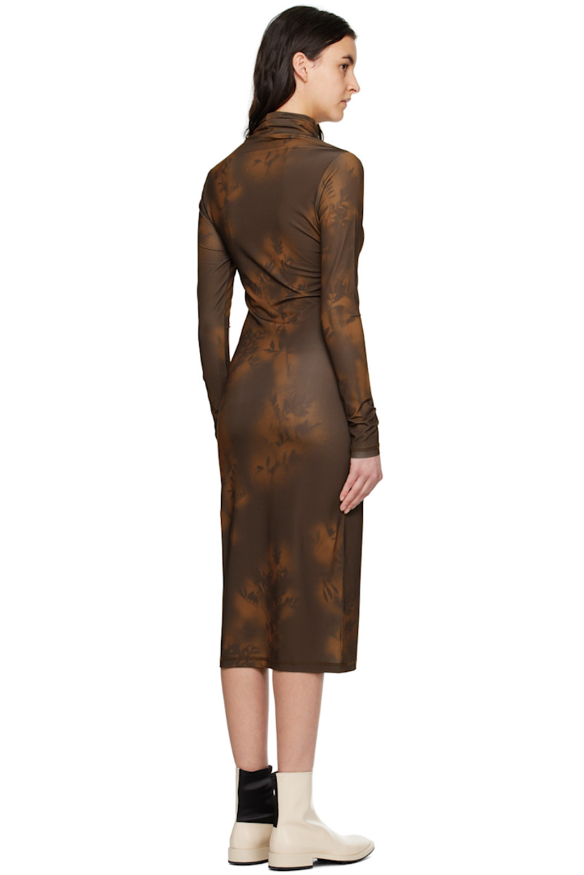 Stretch nylon jersey dress. 

· Graphic pattern printed throughout
· Turtleneck

Supplier color: Brown mix