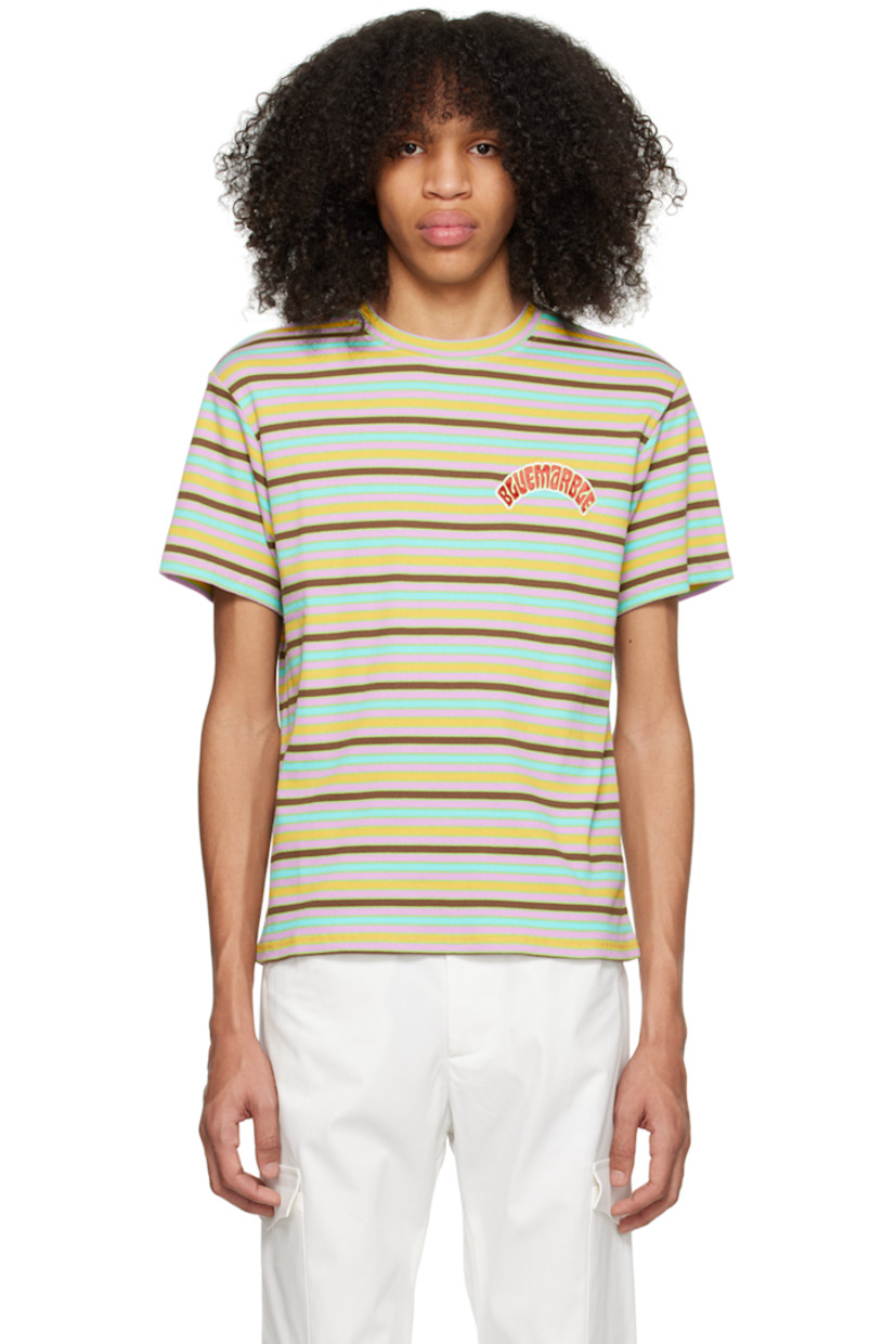 Stretch cotton jersey T-shirt. Stripes printed throughout.

· Rib knit crewneck
· Embroidered logo patch at chest

Supplier color: Striped