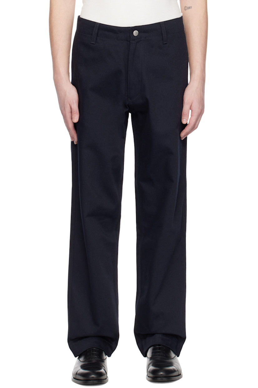 Cotton twill trousers. 

· Belt loops 
· Four-pocket styling 
· Zip-fly 
· Textile logo patch at back pocket 

Part of the Sustainable Collection. 

Supplier color: Mezzanotte