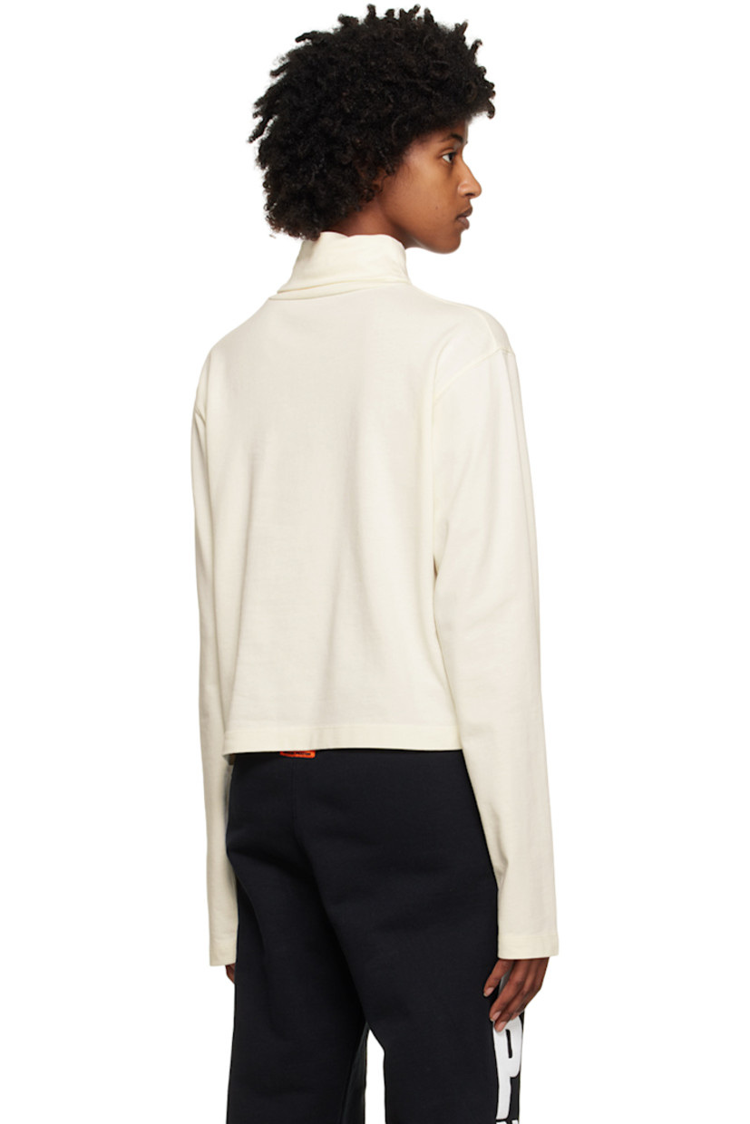 Cotton jersey turtleneck.

· Logo embroidered at collar and cuff 
· Logo patch at cuff 

Supplier color: White/Black/White