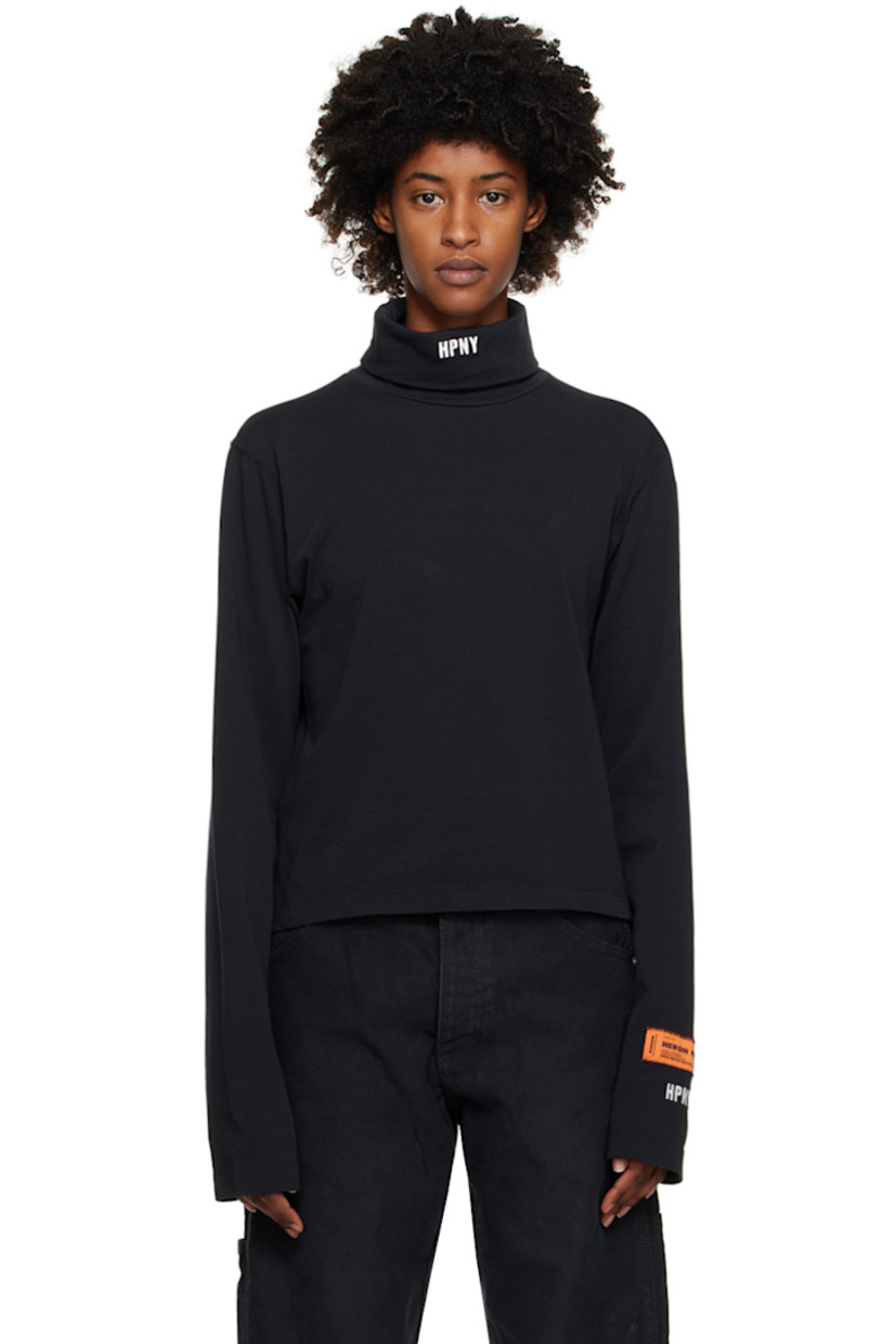 Cotton jersey turtleneck.

· Logo embroidered at collar and cuff 
· Logo patch at cuff 

Supplier color: Black/White