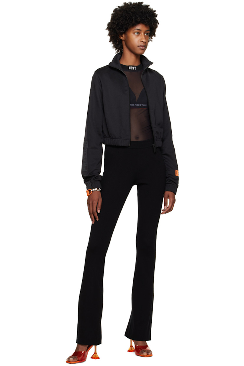 Sheer stretch nylon mesh bodysuit.

· Logo embroidered at rib knit mock neck 
· Press-stud fastening at bottom
· Rib knit cuffs 
· Logo patch at back collar 
· Partially lined 

Supplier color: Black/White