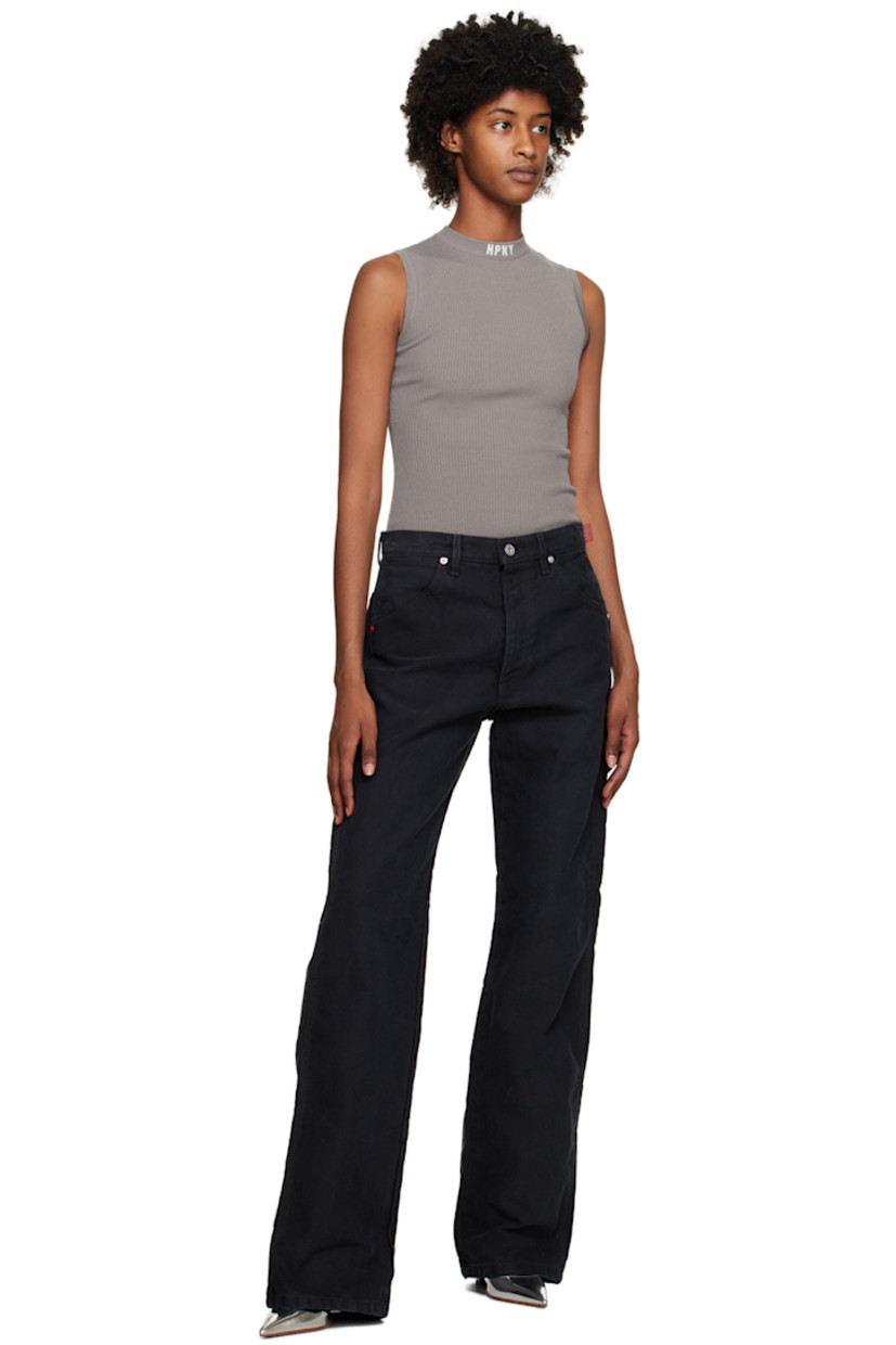 Rib knit viscose- and polyester-blend bodysuit. 

· Logo embroidered at round neck 
· Press-stud fastening at bottom
· Logo patch at back collar 
· Partially lined 

Supplier color: Grey/White