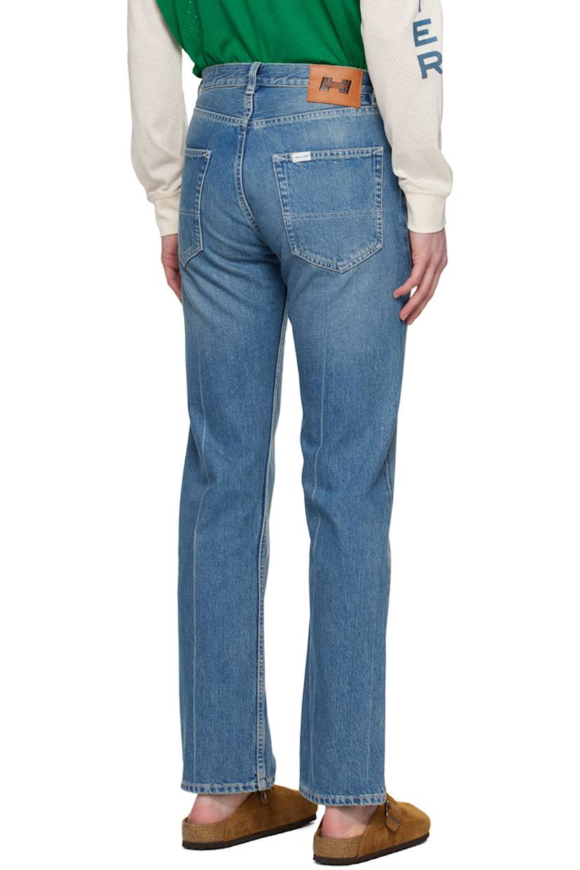 Straight-leg non-stretch selvage denim jeans. Fading throughout.

· High-rise
· Belt loops
· Five-pocket styling
· Button-fly
· Leather logo patch at back waistband
· Contrast stitching in white

Supplier color: Vintage wash