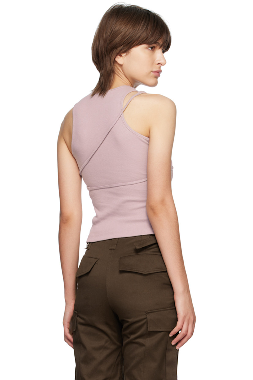 Rib knit stretch cotton tank top. Cutouts throughout.

· Layered construction 
· Crewneck

Supplier color: Lilac