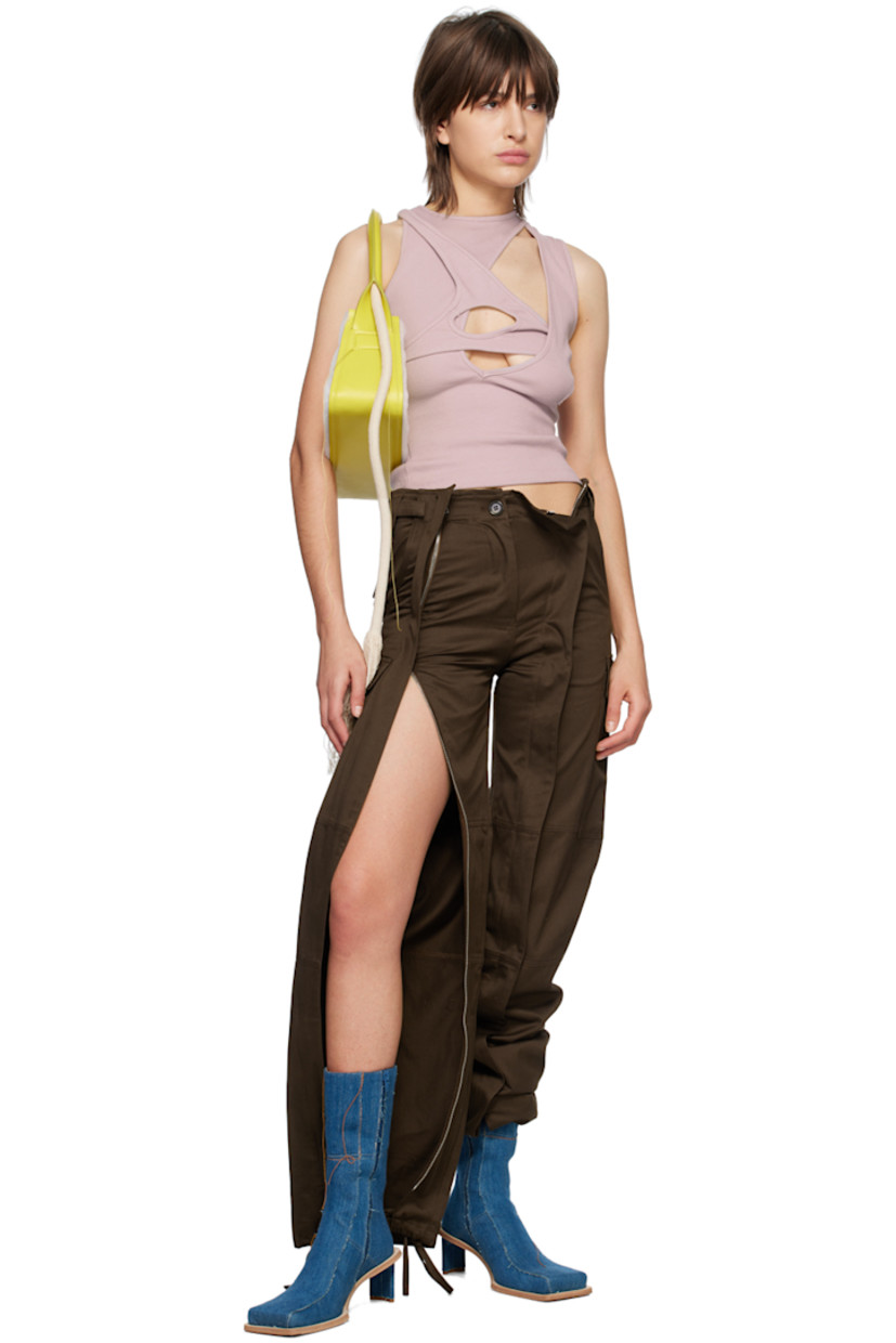Rib knit stretch cotton tank top. Cutouts throughout.

· Layered construction 
· Crewneck

Supplier color: Lilac