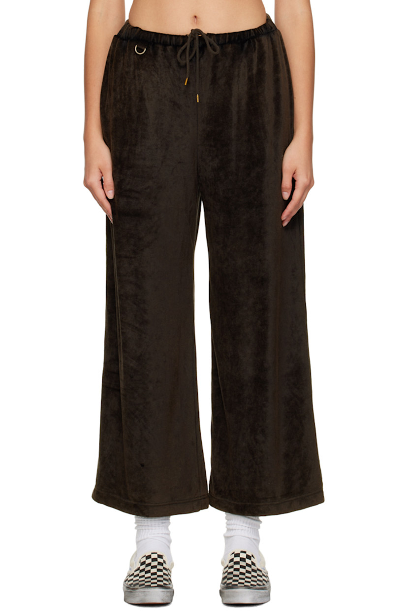 Rayon-blend velvet lounge pants. 

· Drawstring and D-ring at elasticized waistband 
· Three-pocket styling 
· Crystal-cut logo at front and back 
· Full satin lining 

This item is part of a limited run of 41. 

Supplier color: Black