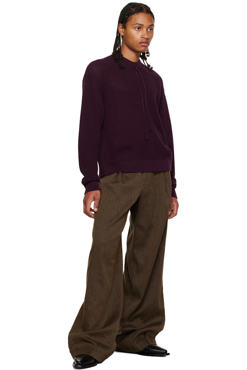 Open knit cotton crewneck. 

· Rib knit crewneck, hem, and cuffs
· Drawstring at collar

Supplier color: Susina