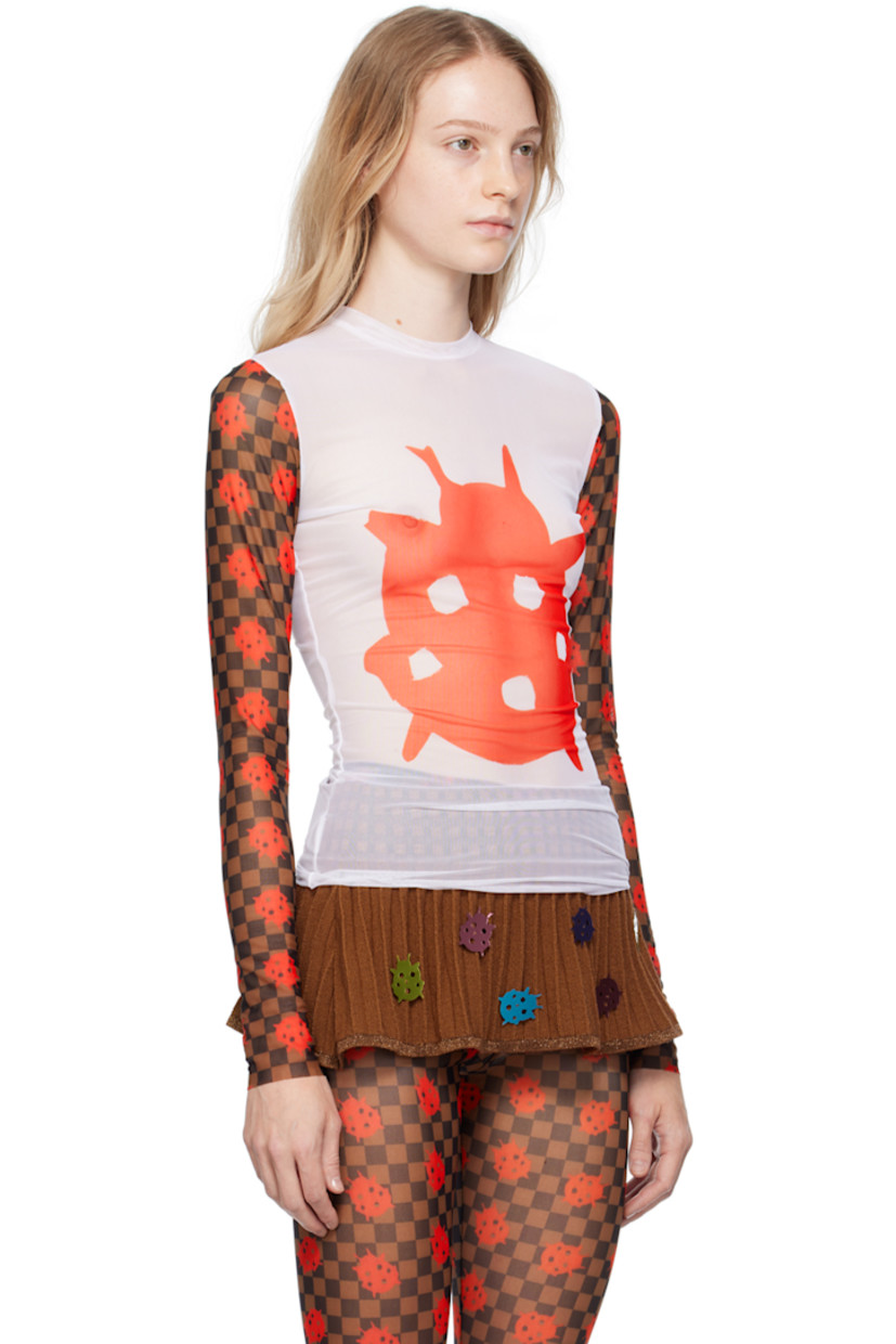Semi-sheer stretch polyester mesh T-shirt. Graphic pattern printed throughout. 

· Crewneck
· Check pattern printed at sleeves

Available exclusively at SSENSE.

Supplier color: Red/White