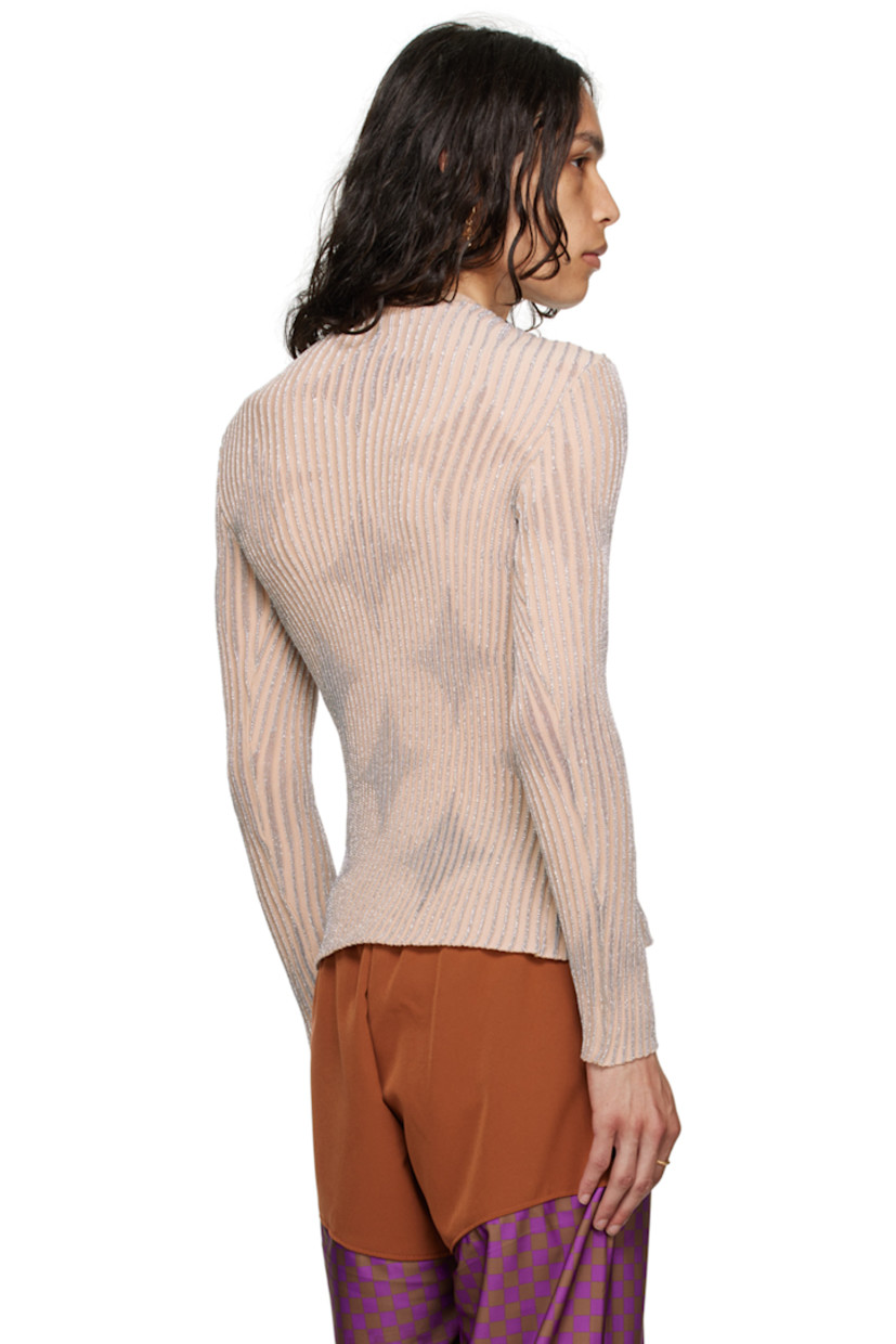 Rib knit merino wool-blend sweater. 

· Metallic thread detailing and graphic pattern throughout
· Crewneck

Available exclusively at SSENSE. 

Supplier color: Cream/Silver