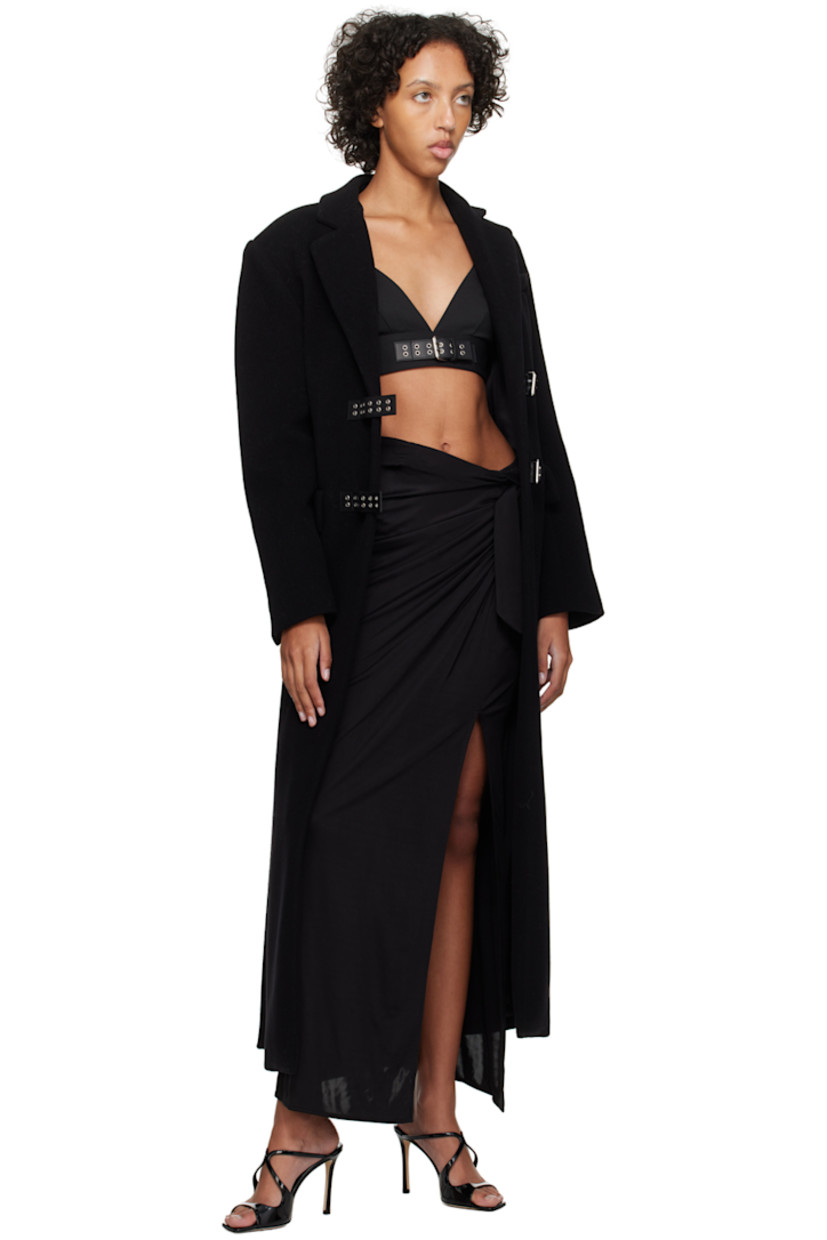 Stretch polyester- and wool-blend twill tank top.

· V-neck
· Pin-buckle strap at front
· Adjustable spaghetti straps 
· Hook-eye closure at back
· Full satin lining

Supplier color: Black