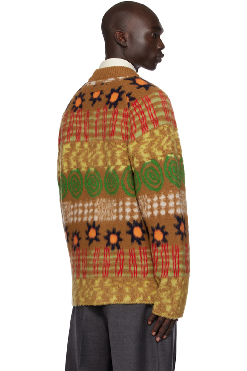 Brushed knit cashmere-blend bomber jacket. Jacquard graphic pattern throughout.

· Rib knit stand collar
· Two-way zip closure
· Locker loop at back collar
· Unlined

Part of the Oasi Cashmere collection.

Supplier color: Vicuna/Yellow
