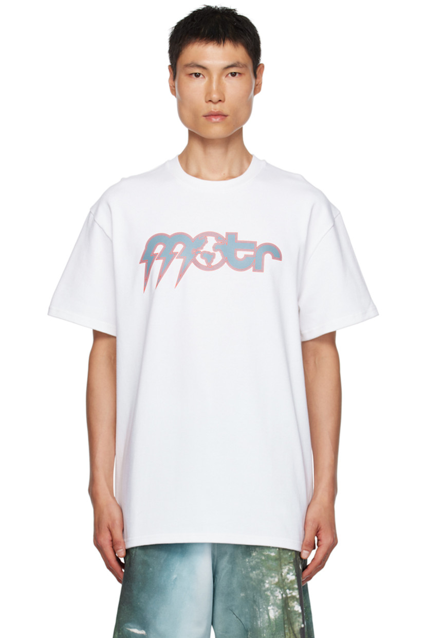Cotton jersey T-shirt. 

· Rib knit crewneck 
· Logo graphic printed at front and back

Supplier color: White