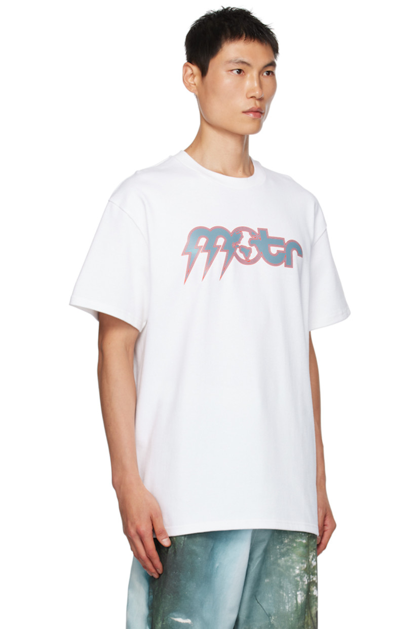 Cotton jersey T-shirt. 

· Rib knit crewneck 
· Logo graphic printed at front and back

Supplier color: White
