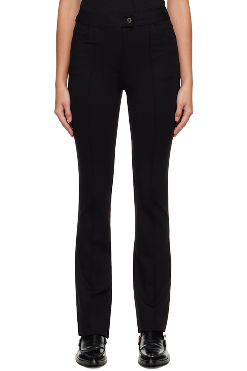 Straight-leg stretch rayon- and nylon-blend ponte jersey trousers. 

· Five-pocket styling 
· Zip-fly 
· Pinched seam at legs
· Slit at cuffs 
· Central crease at back legs 

Supplier color: Black
