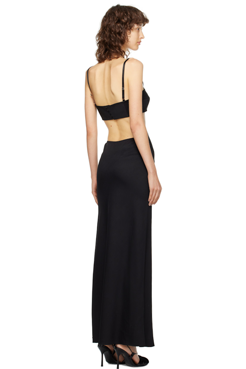 Stretch polyester- and viscose-blend crepe dress. Scalloped trim throughout.

· Adjustable elasticized halter strap
· Sweetheart neck
· Flared hem
· Cutout at sides and back
· Adjustable elasticized shoulder straps
· Hook-eye fastening at back

Supplier color: Black
