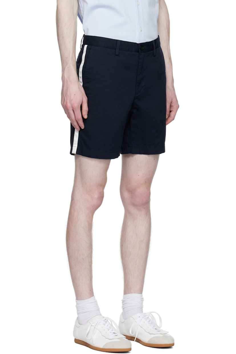 Stretch cotton twill shorts. 

· Belt loops
· Four-pocket styling
· Zip-fly
· Striped webbing trim at outseams

Supplier color: Baltic