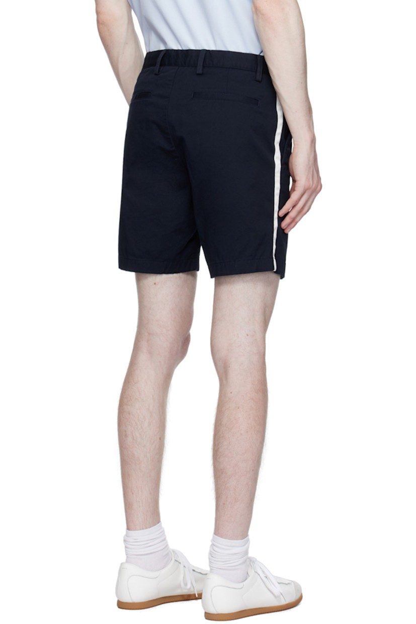 Stretch cotton twill shorts. 

· Belt loops
· Four-pocket styling
· Zip-fly
· Striped webbing trim at outseams

Supplier color: Baltic
