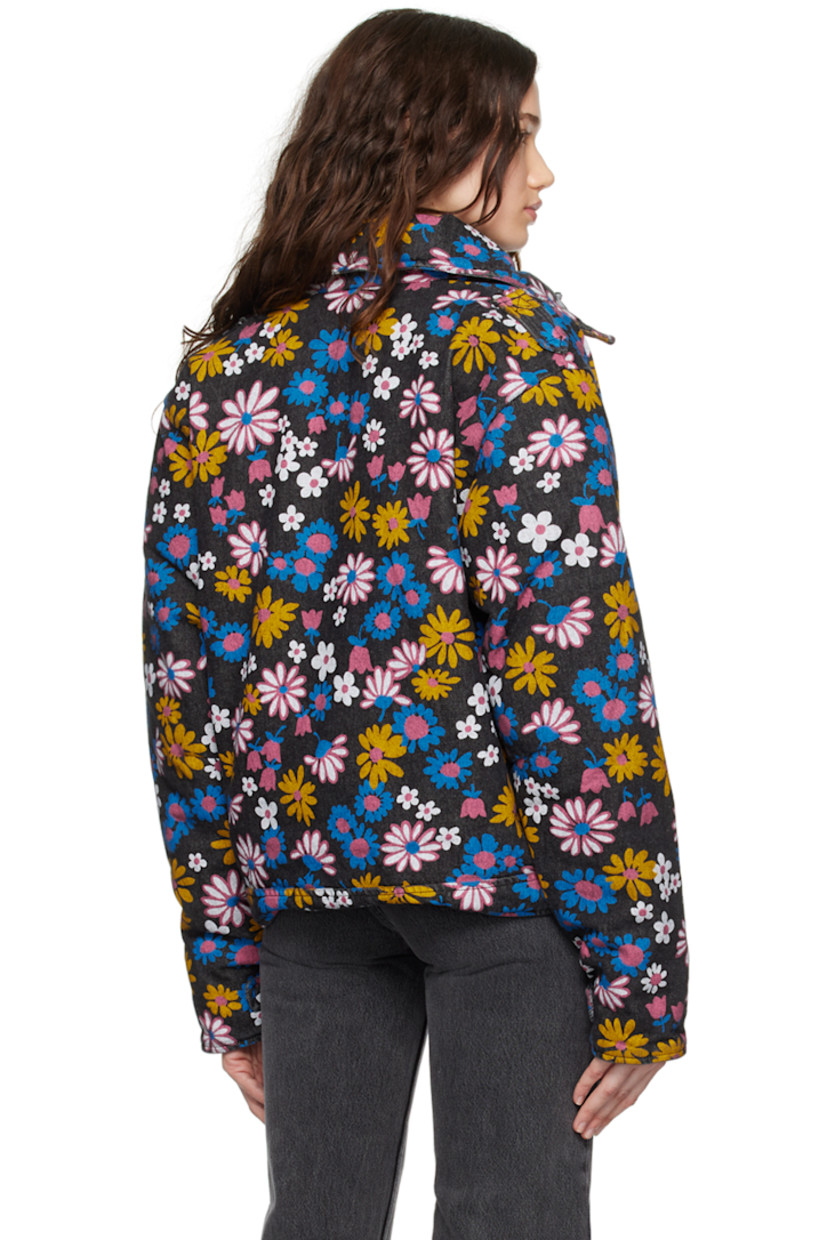 Padded non-stretch denim jacket. Floral pattern printed throughout. 

· Spread collar
· Press-stud closure
· Flap pocket at chest
· Welt pockets
· Epaulettes 
· Press-stud fastening at cuffs
· Patch pocket at interior
· Full cotton twill lining

Supplier color: Black floral