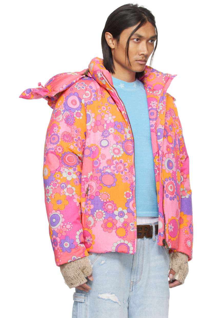 Down-filled cotton- and tencel-blend twill jacket. Floral pattern printed throughout.

· Bungee-style drawstring at detachable hood
· Stand collar
· Zip closure
· Zip pockets
· Logo embroidered at hem
· Full quilted twill lining

Supplier color: Fuscia

Fill: 80% duck down, 20% feather.