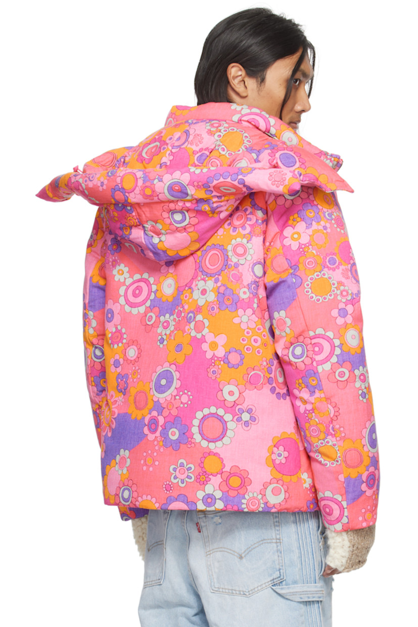 Down-filled cotton- and tencel-blend twill jacket. Floral pattern printed throughout.

· Bungee-style drawstring at detachable hood
· Stand collar
· Zip closure
· Zip pockets
· Logo embroidered at hem
· Full quilted twill lining

Supplier color: Fuscia

Fill: 80% duck down, 20% feather.