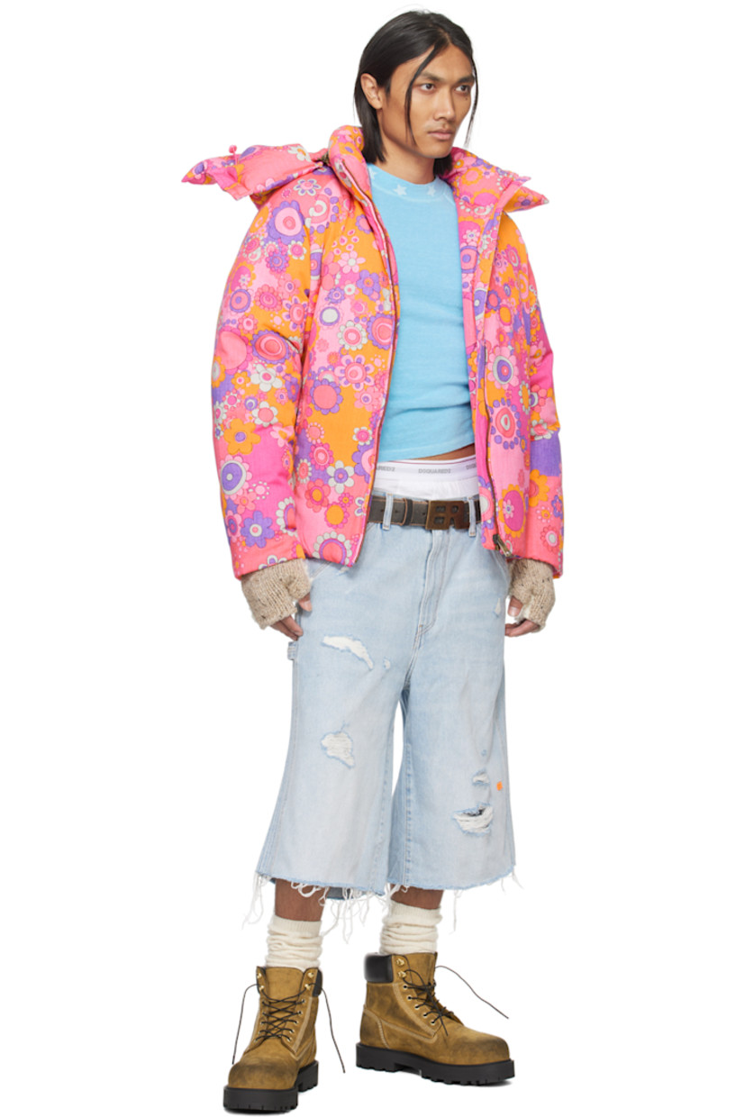 Down-filled cotton- and tencel-blend twill jacket. Floral pattern printed throughout.

· Bungee-style drawstring at detachable hood
· Stand collar
· Zip closure
· Zip pockets
· Logo embroidered at hem
· Full quilted twill lining

Supplier color: Fuscia

Fill: 80% duck down, 20% feather.