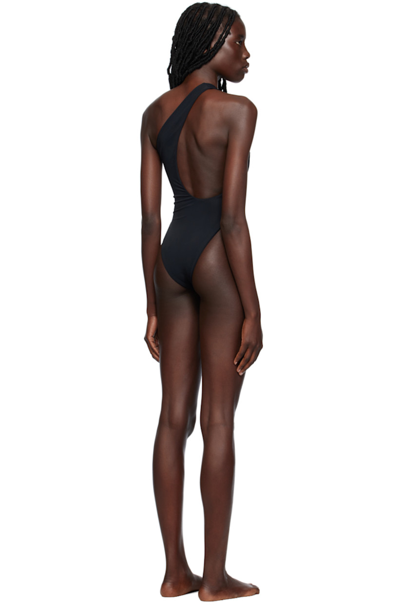 Stretch nylon jersey one-piece swimsuit. 

· Single-shoulder construction
· Partially open back 
· Fully lined

Supplier color: Black