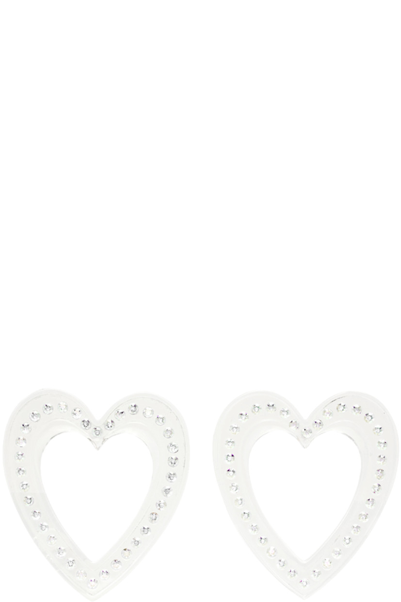Pair of graphic transparent resin drop earrings. Iridescent Swarovski crystals throughout.

· Post-stud fastening
· H2.25" x W2.25"

Supplier color: Transparent