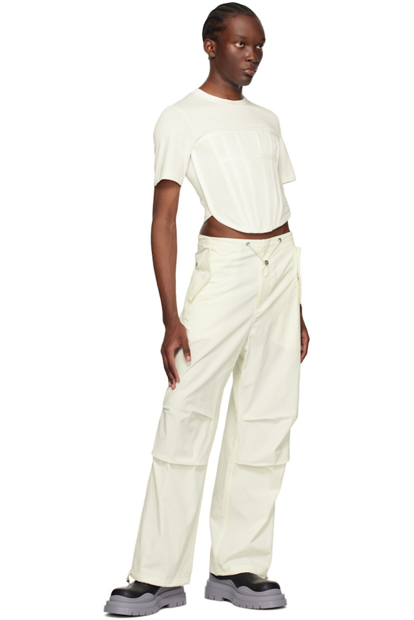 Organic cotton jersey corset-style T-shirt.

· Rib knit crewneck and asymmetric hem
· Boning at front

Supplier color: Ivory