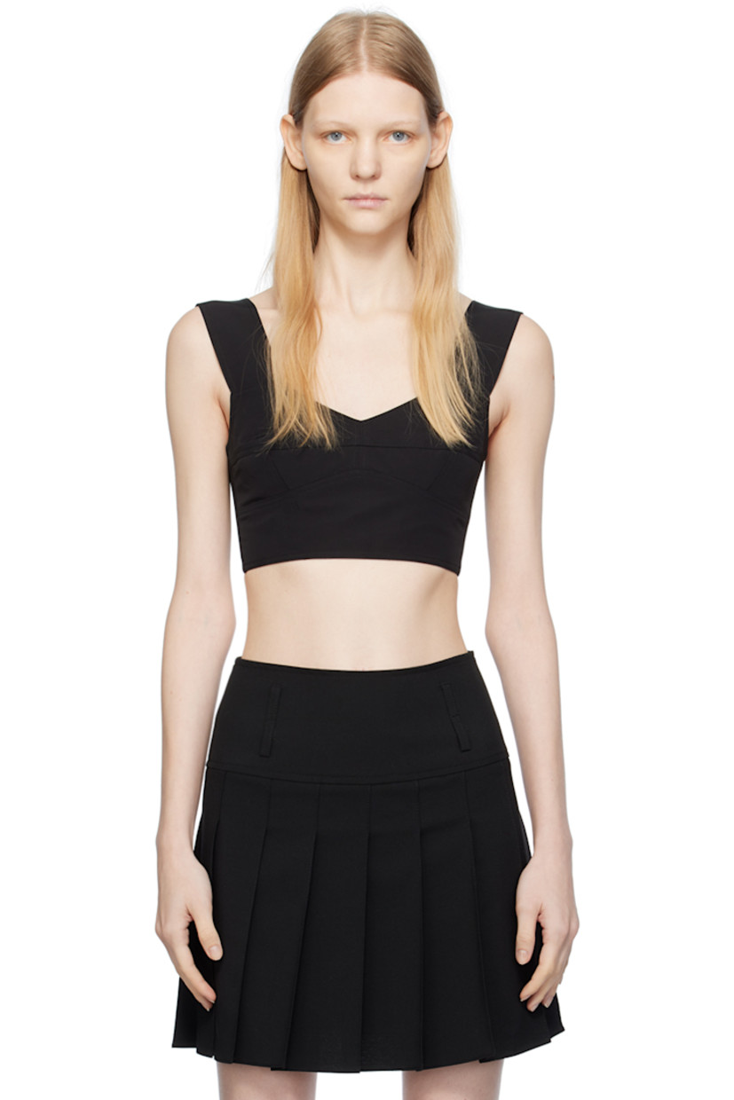 Triacetate- and nylon-blend canvas camisole.

· Paneled construction
· V-neck
· Fixed shoulder straps
· Hook-eye closure at back

Supplier color: Jet black