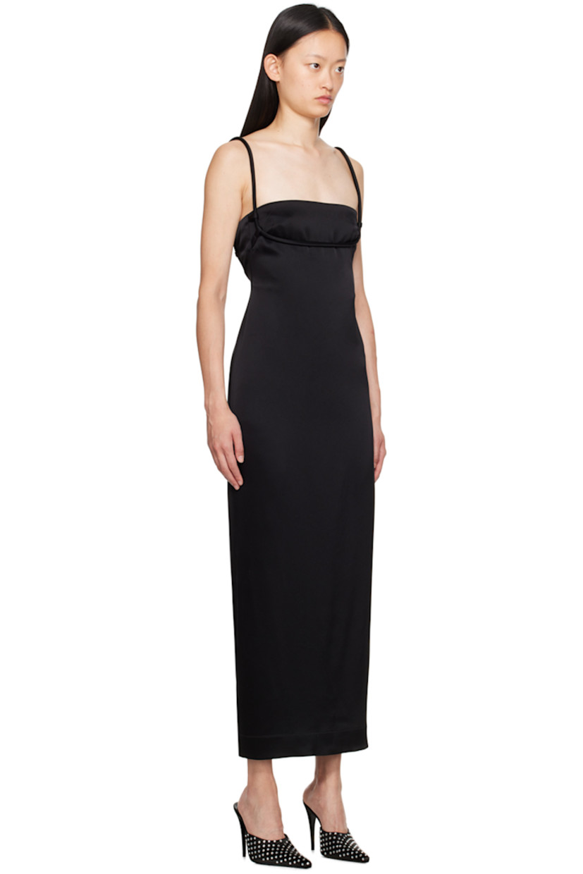 Triacetate-blend sateen dress.

· Square neck
· Empire waist
· Concealed zip closure at side seam
· Fixed spaghetti straps
· Low back
· Slit at back hem
· Unlined

Available exclusively at SSENSE.

Supplier color: Black