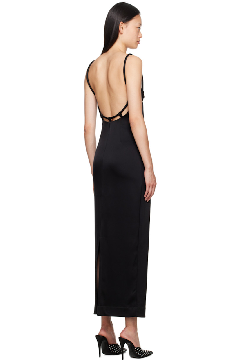 Triacetate-blend sateen dress.

· Square neck
· Empire waist
· Concealed zip closure at side seam
· Fixed spaghetti straps
· Low back
· Slit at back hem
· Unlined

Available exclusively at SSENSE.

Supplier color: Black