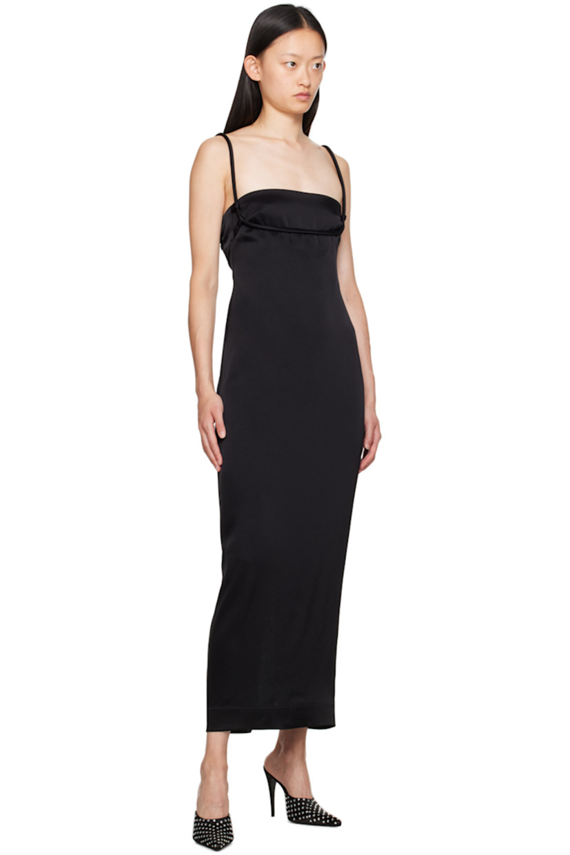 Triacetate-blend sateen dress.

· Square neck
· Empire waist
· Concealed zip closure at side seam
· Fixed spaghetti straps
· Low back
· Slit at back hem
· Unlined

Available exclusively at SSENSE.

Supplier color: Black