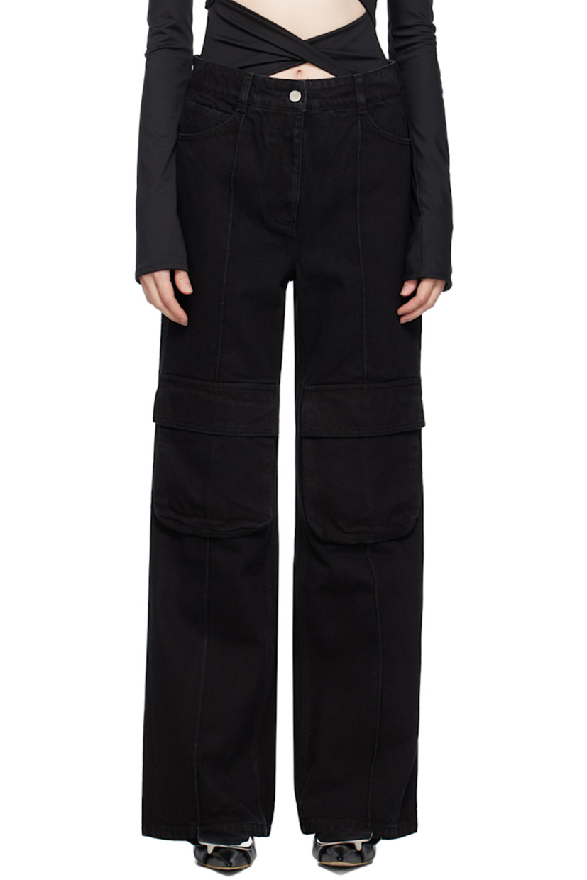 Wide-leg non-stretch denim jeans. Subtle fading throughout.

· Paneled construction
· Belt loops
· Four-pocket styling
· Zip-fly
· Pinched seams at front
· Cargo pocket at legs
· Hammer loop at outseam

Supplier color: Charcoal