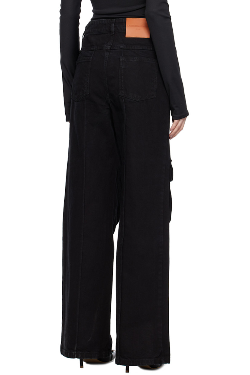 Wide-leg non-stretch denim jeans. Subtle fading throughout.

· Paneled construction
· Belt loops
· Four-pocket styling
· Zip-fly
· Pinched seams at front
· Cargo pocket at legs
· Hammer loop at outseam

Supplier color: Charcoal