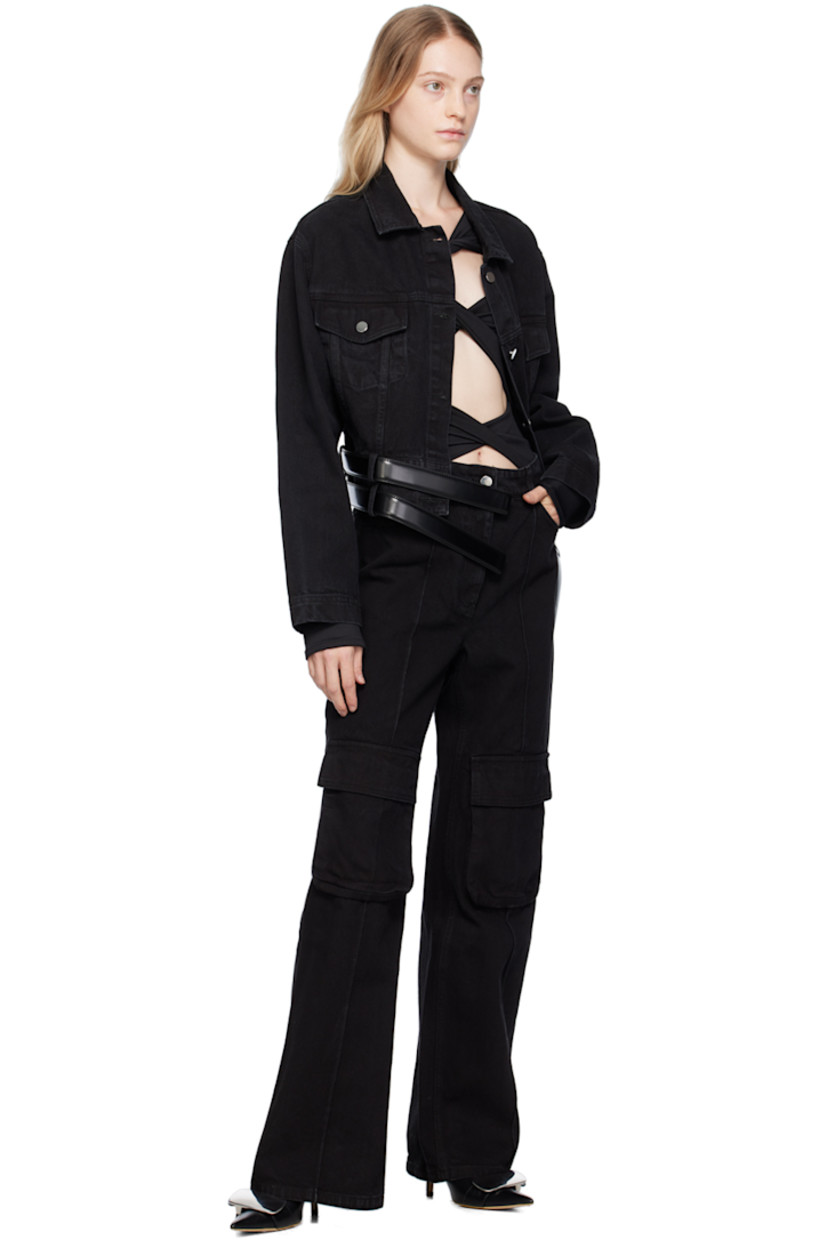 Wide-leg non-stretch denim jeans. Subtle fading throughout.

· Paneled construction
· Belt loops
· Four-pocket styling
· Zip-fly
· Pinched seams at front
· Cargo pocket at legs
· Hammer loop at outseam

Supplier color: Charcoal