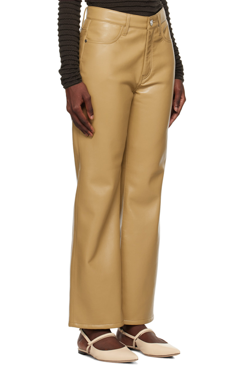 Straight-leg buffed recycled leather-blend pants.

· High rise
· Belt loops
· Four-pocket styling
· Zip-fly
· Cropped leg
· Logo-engraved silver-tone hardware

Supplier color: Light camel