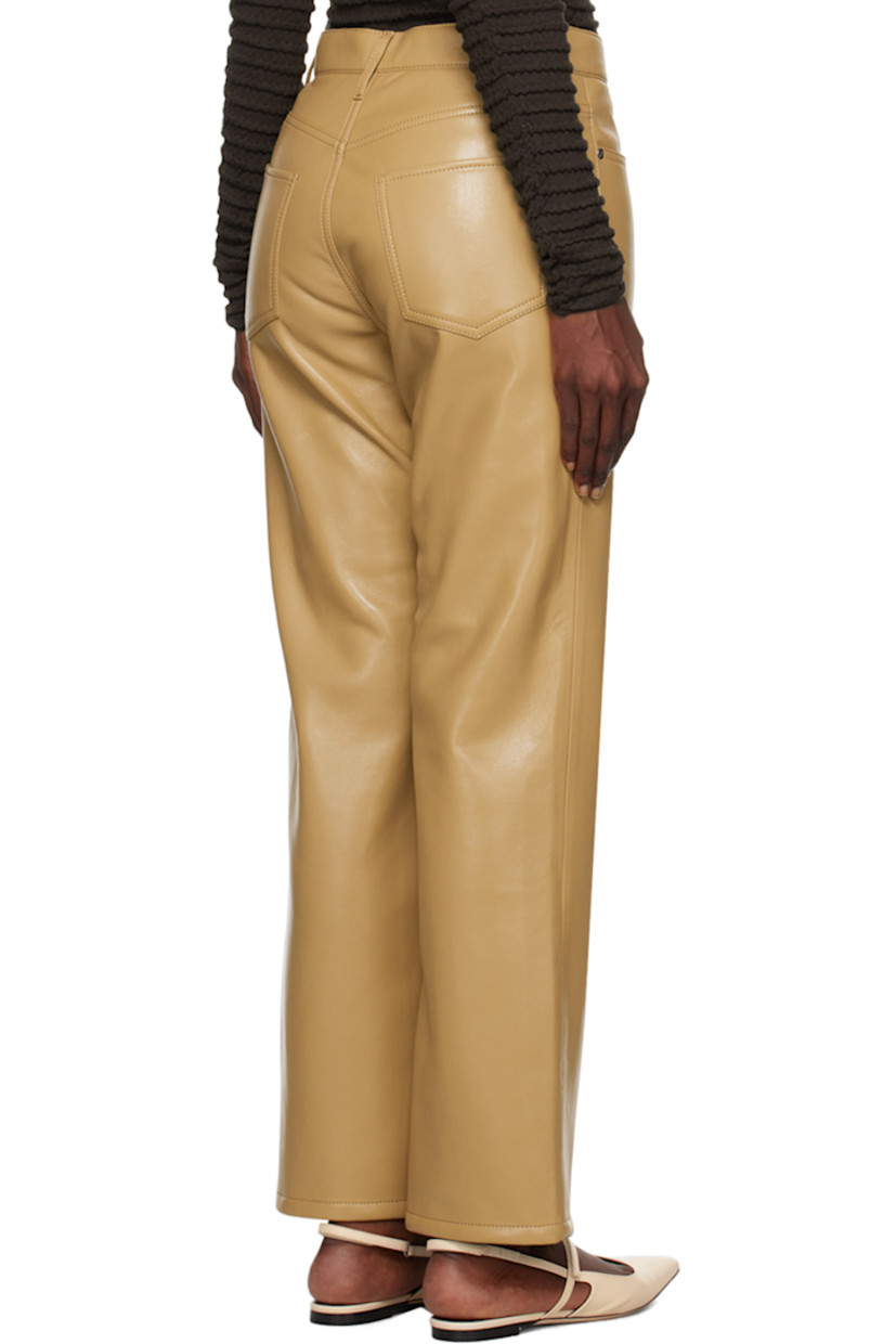 Straight-leg buffed recycled leather-blend pants.

· High rise
· Belt loops
· Four-pocket styling
· Zip-fly
· Cropped leg
· Logo-engraved silver-tone hardware

Supplier color: Light camel
