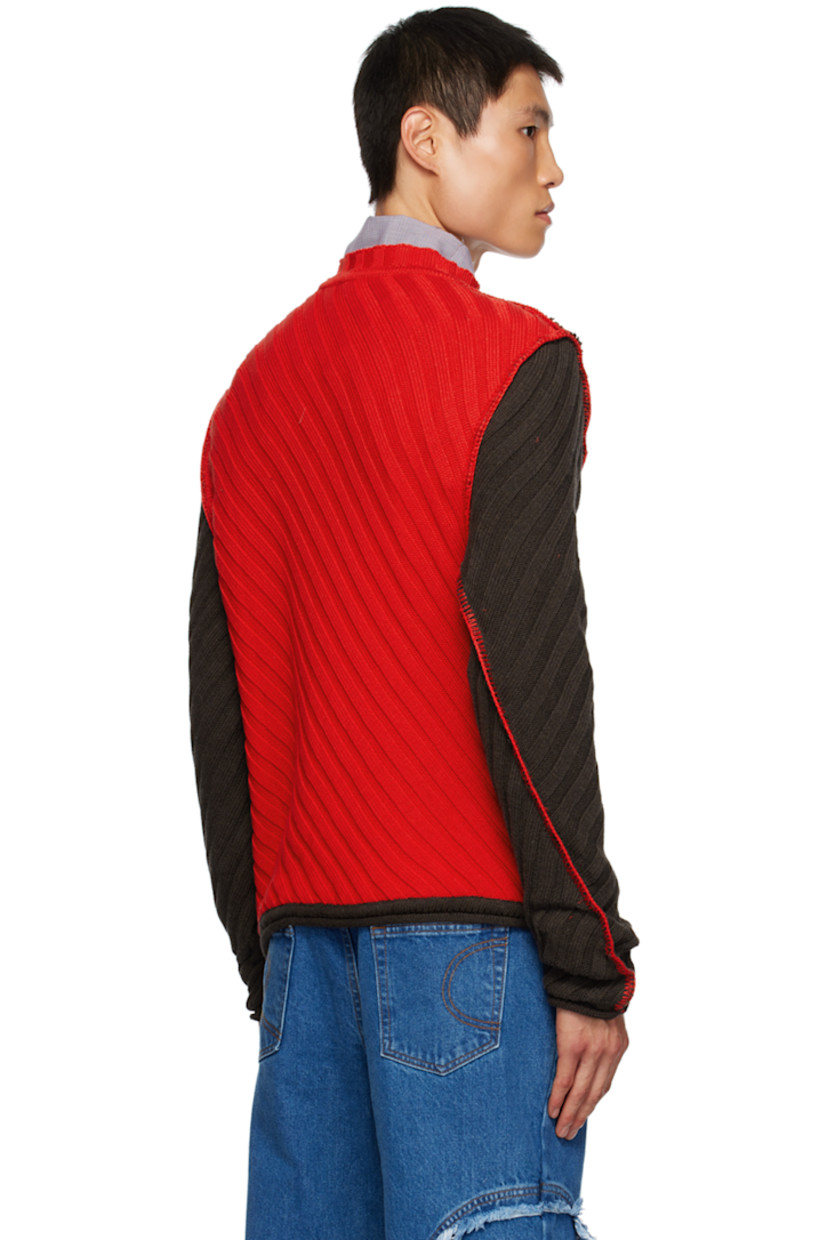 Rib knit cotton sweater. 

· Crewneck 
· Cable knit detailing at front

Supplier color: Brown/Red