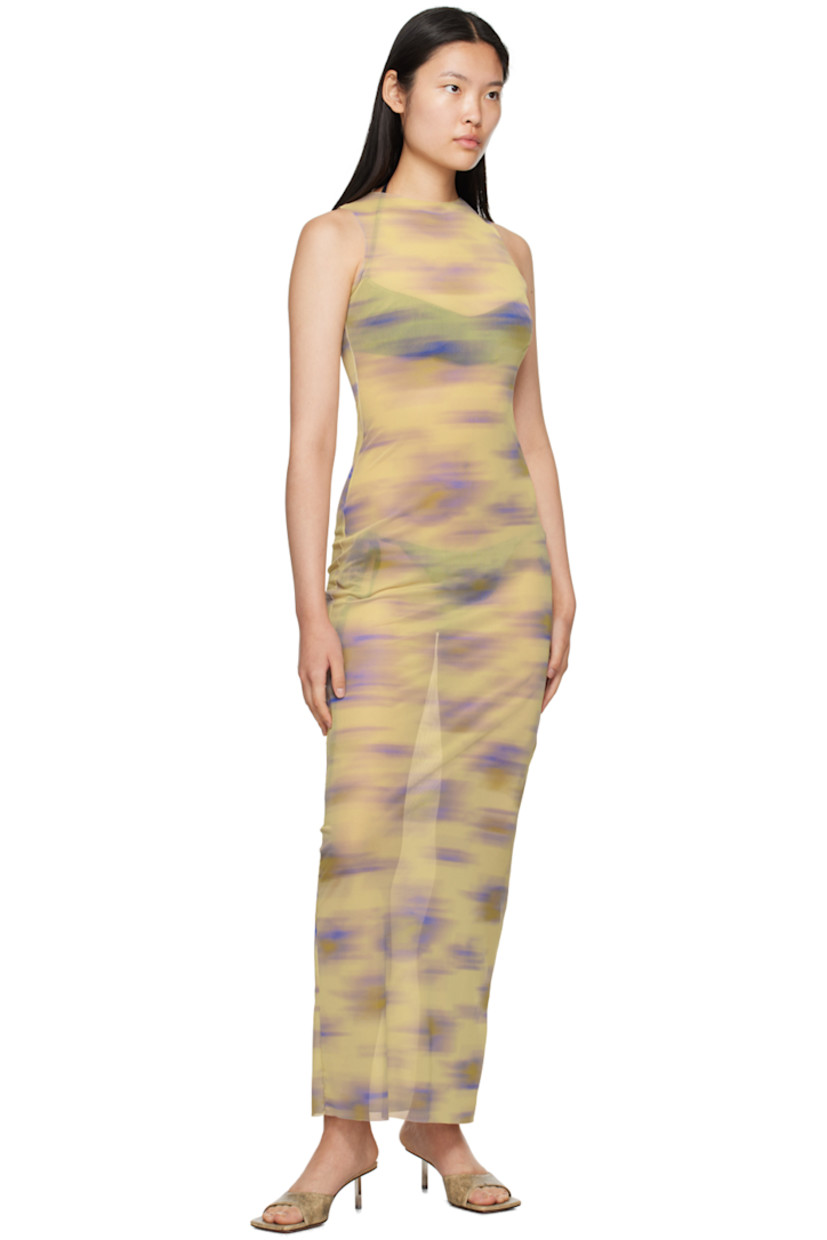 Handcrafted sheer stretch nylon mesh dress. Graphic pattern printed throughout.

· Round neck
· Unlined

Supplier color: Cayena