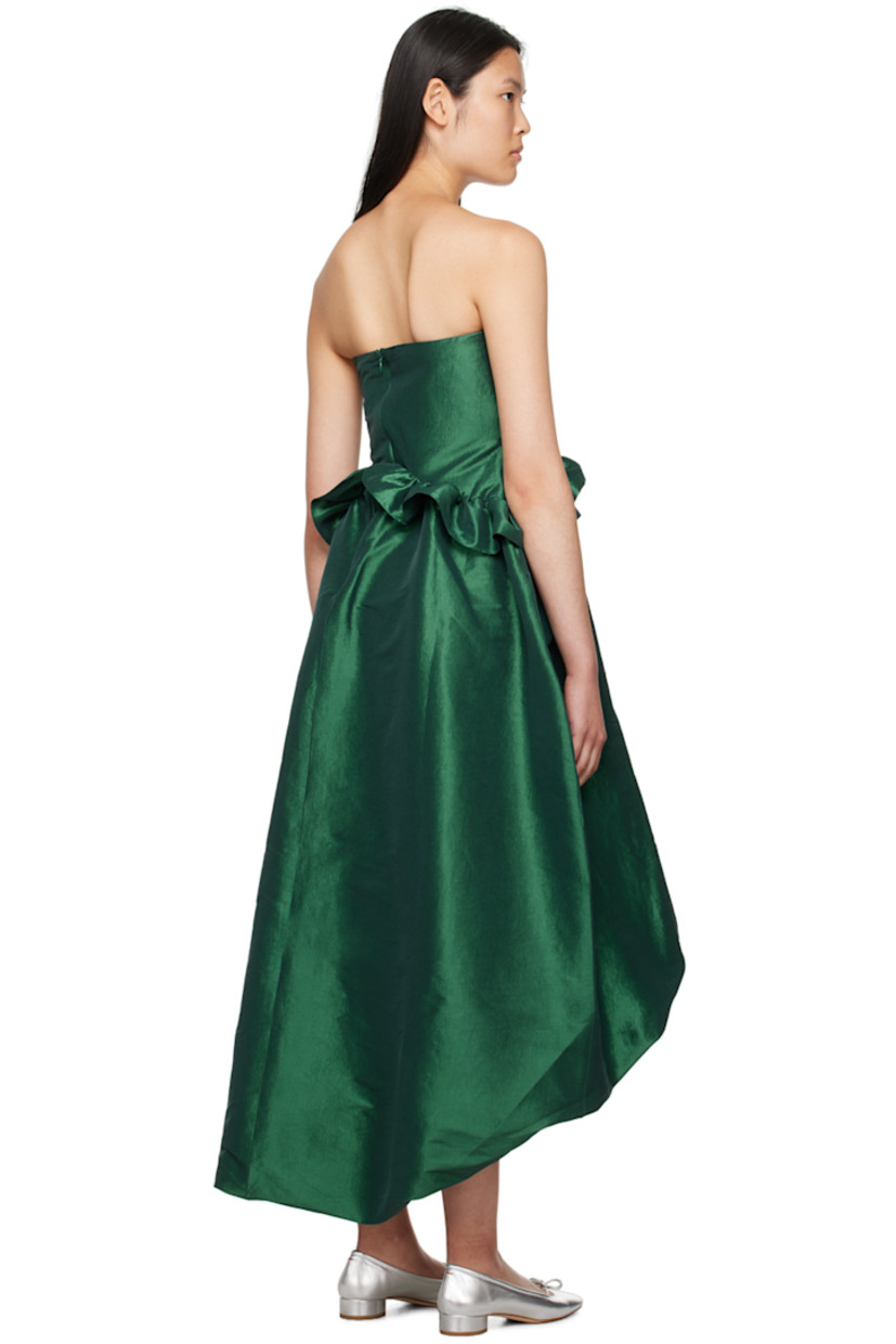 Stretch polyester- and nylon-blend taffeta dress.

· Straight neck
· Ruffles at waist
· Ballooned droptail hem
· Zip closure at back
· Full stretch twill lining

Available exclusively at SSENSE.

Supplier color: Forest green