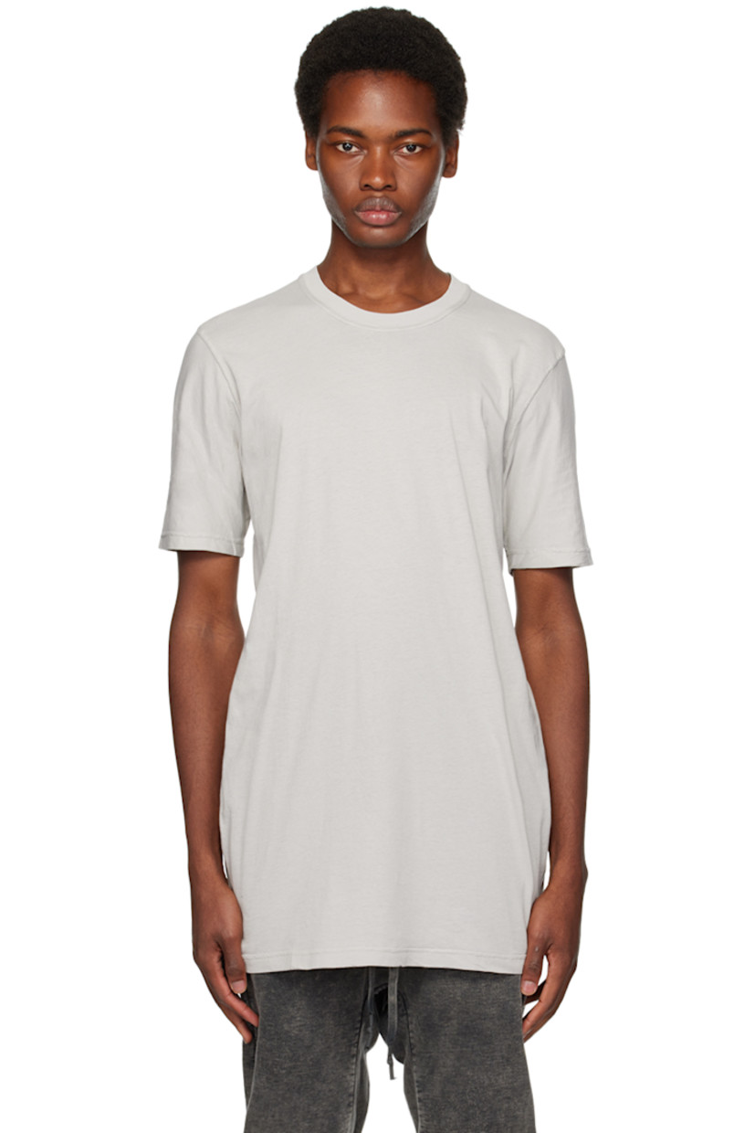 Garment-dyed cotton jersey T-shirt. 

· Rib knit crewneck 
· Drawstring and offset seam at back 

Supplier color: Light grey
