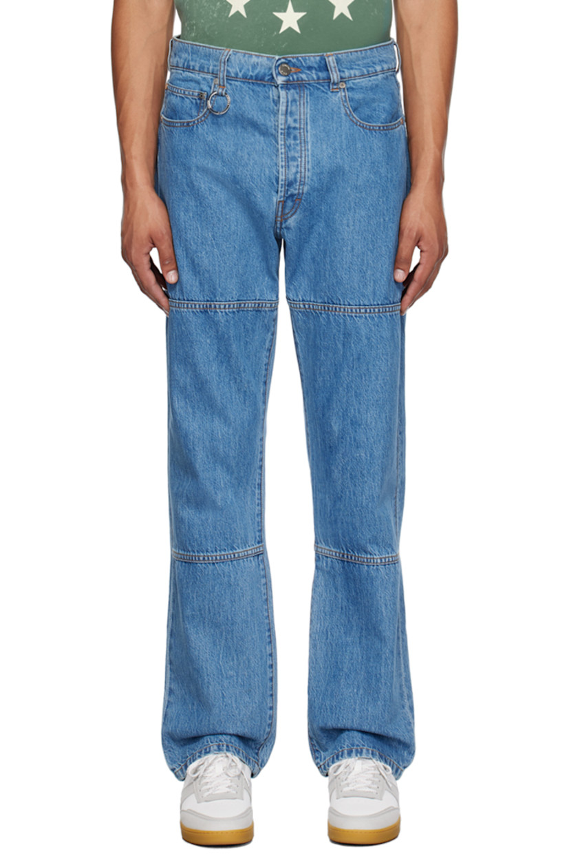 Straight-leg non-stretch organic cotton denim jeans. Fading throughout.

· Paneled construction
· Belt loops
· Logo-engraved O-ring at front
· Five-pocket styling
· Button-fly
· Logo patch at back waistband
· Contrast stitching in tan
· Silver-tone hardware

Supplier color: Stone