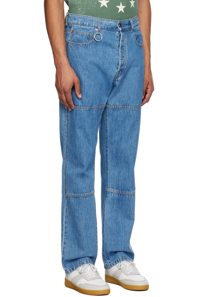 Straight-leg non-stretch organic cotton denim jeans. Fading throughout.

· Paneled construction
· Belt loops
· Logo-engraved O-ring at front
· Five-pocket styling
· Button-fly
· Logo patch at back waistband
· Contrast stitching in tan
· Silver-tone hardware

Supplier color: Stone