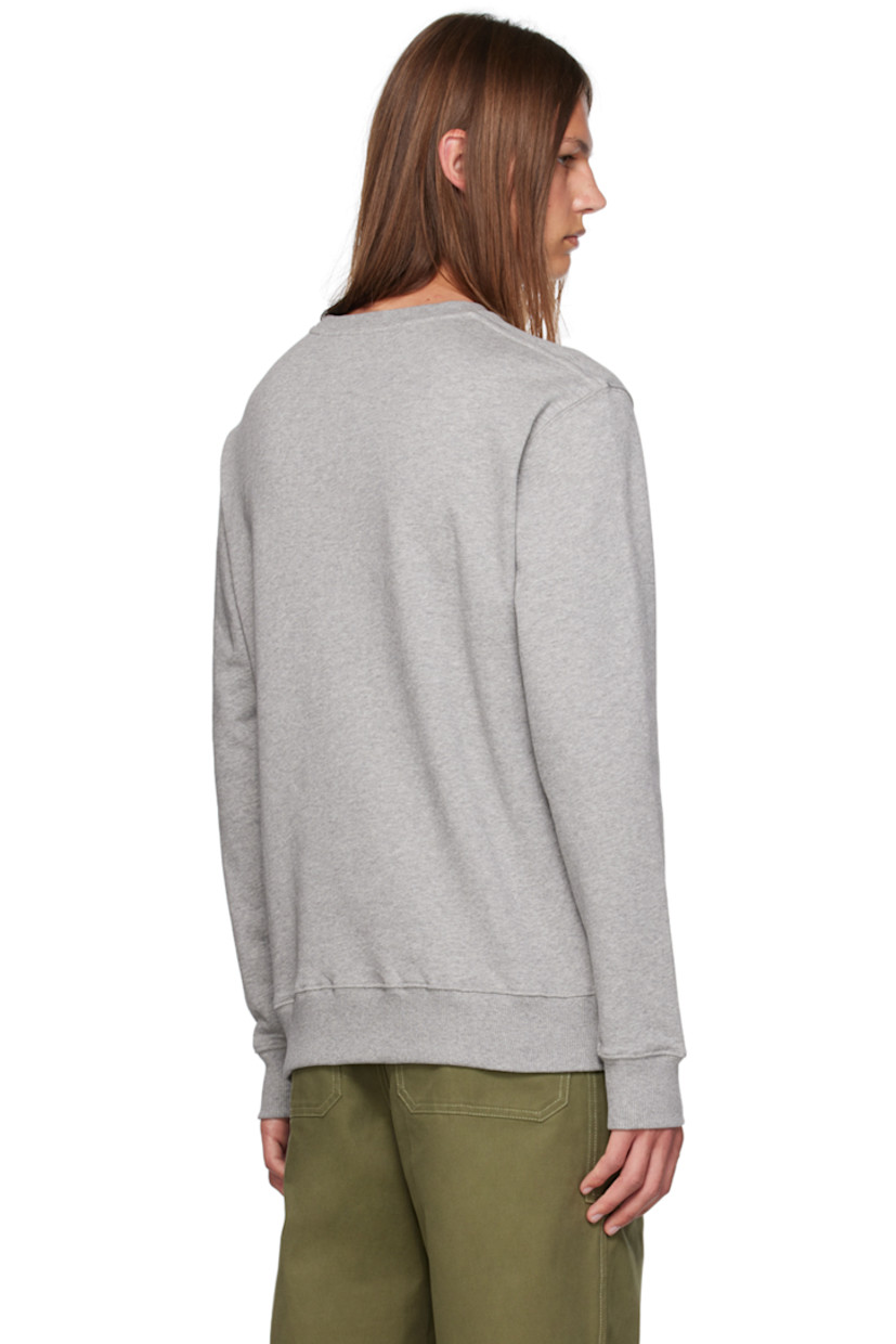 Mottled 340 g organic cotton fleece sweatshirt.

· Rib knit crewneck, hem, and cuffs
· Logo graphic embroidered at chest

Supplier color: Heather grey