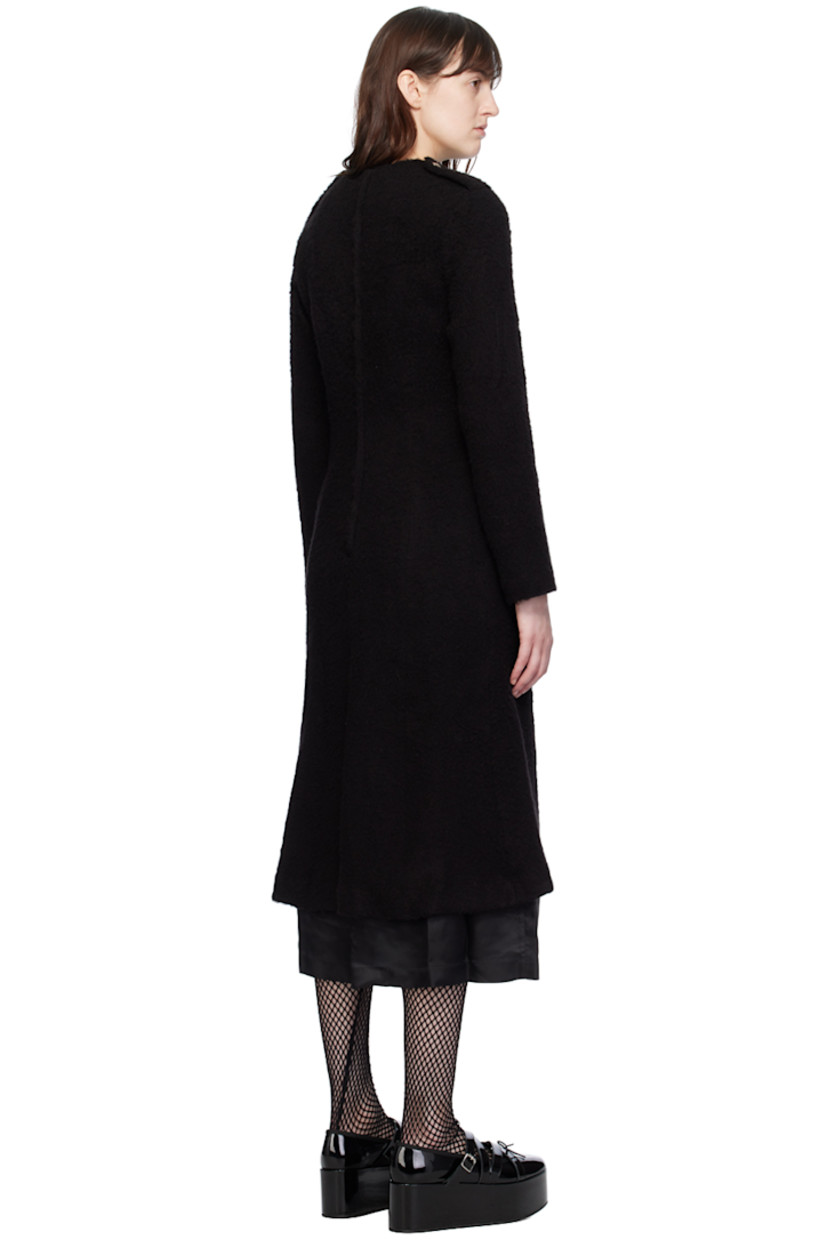 Brushed knit acrylic- and nylon-blend dress.

· Crewneck
· Flap pockets
· Epaulets 
· Zip closure at back 
· Partial cupro satin lining
· Graphic-engraved silver-tone hardware

Supplier color: Black