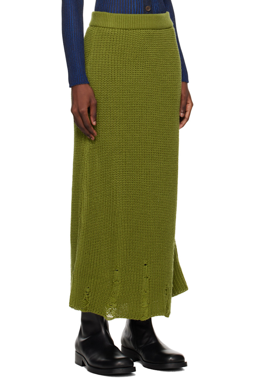 Rib knit wool-blend skirt. 

· Distressing throughout
· Elasticized waistband

Supplier color: Green