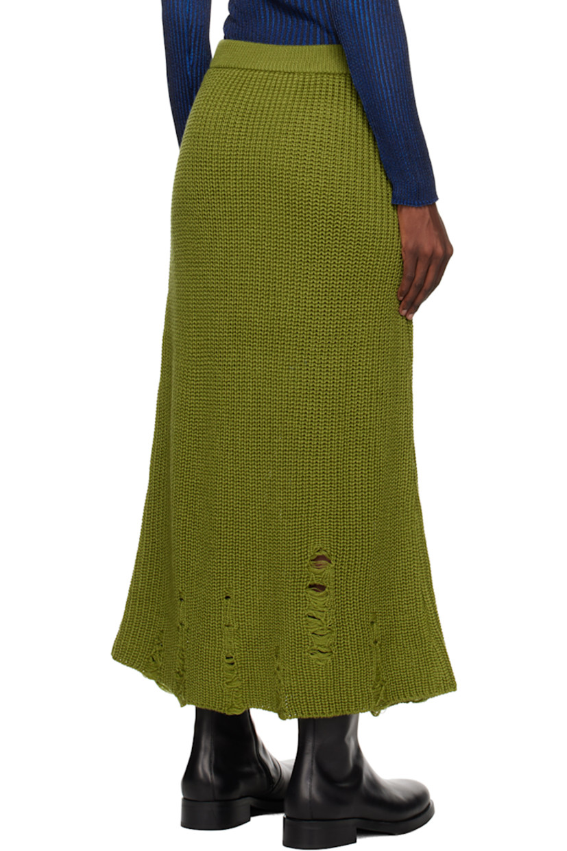 Rib knit wool-blend skirt. 

· Distressing throughout
· Elasticized waistband

Supplier color: Green